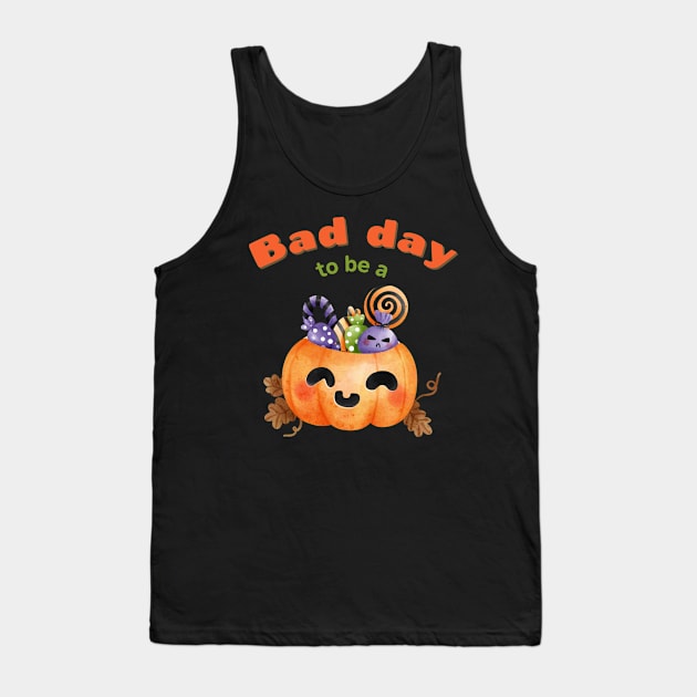 Bad Day To Be A Pumpkin Funny Cute Kawaii Tank Top by Enriched by Art